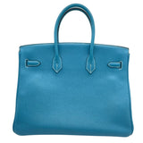 エルメス HERMES バーキン35 □K刻印　(2007年製) ブルージーン　シルバー金具 トゴ レディース ハンドバッグ