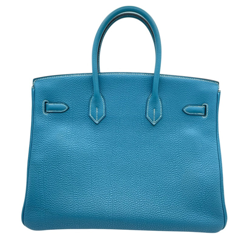 エルメス HERMES バーキン35 □K刻印　(2007年製) ブルージーン　シルバー金具 トゴ レディース ハンドバッグ