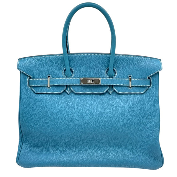 エルメス HERMES バーキン35 □K刻印　(2007年製) ブルージーン　シルバー金具 トゴ レディース ハンドバッグ