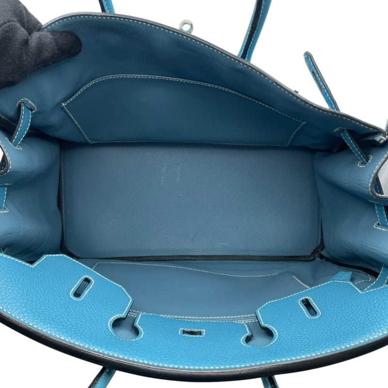 エルメス HERMES バーキン35 □K刻印　(2007年製) ブルージーン　シルバー金具 トゴ レディース ハンドバッグ