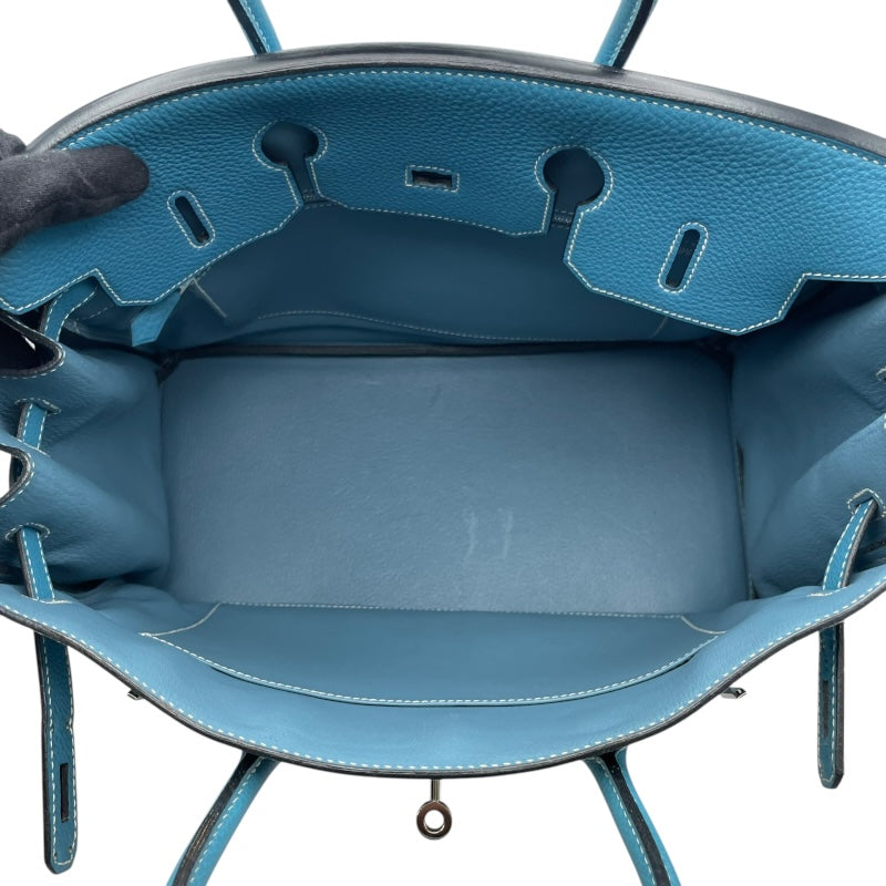 エルメス HERMES バーキン35 □K刻印　(2007年製) ブルージーン　シルバー金具 トゴ レディース ハンドバッグ