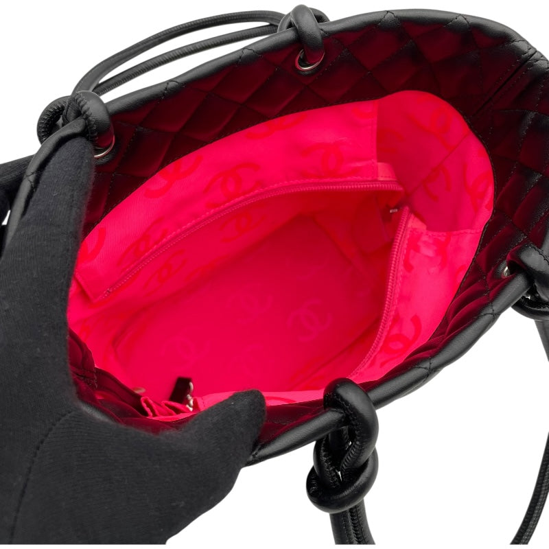 シャネル CHANEL カンボンライン トートミディアム A25167 12番台 ブラック SV金具 カーフ レディース トートバッグ