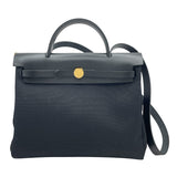 エルメス HERMES エールバッグジップPM U刻 ブラック GD金具 トワル/ヴァッシュハンター レディース ハンドバッグ