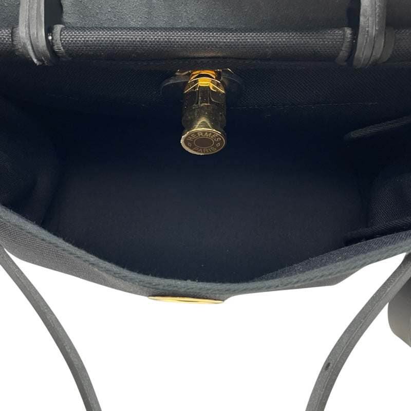 エルメス HERMES エールバッグジップPM U刻 ブラック GD金具 トワル/ヴァッシュハンター レディース ハンドバッグ