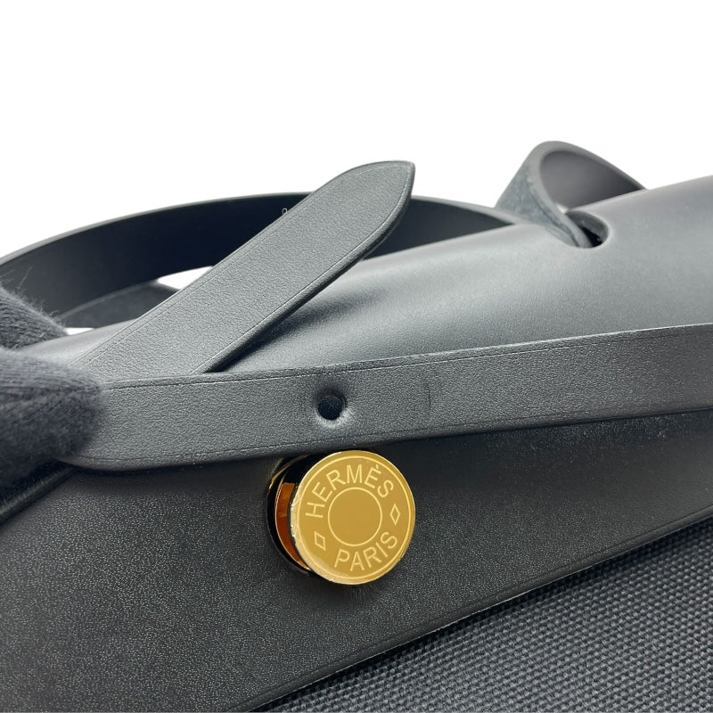 エルメス HERMES エールバッグジップPM U刻 ブラック GD金具 トワル/ヴァッシュハンター レディース ハンドバッグ