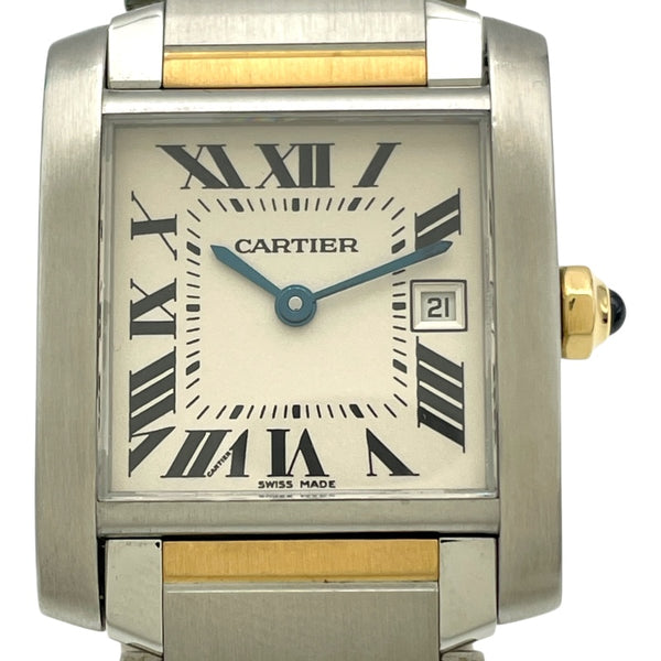 カルティエ Cartier タンクフランセーズ MM W51012Q4 ホワイト SS/YG レディース 腕時計