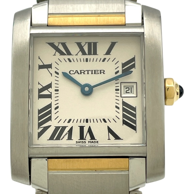 カルティエ Cartier タンクフランセーズ MM W51012Q4 ホワイト SS/YG レディース 腕時計