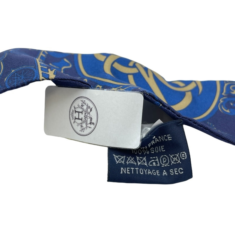 エルメス HERMES ツイリー EX-LIBRIS ブルー シルク レディース スカーフ