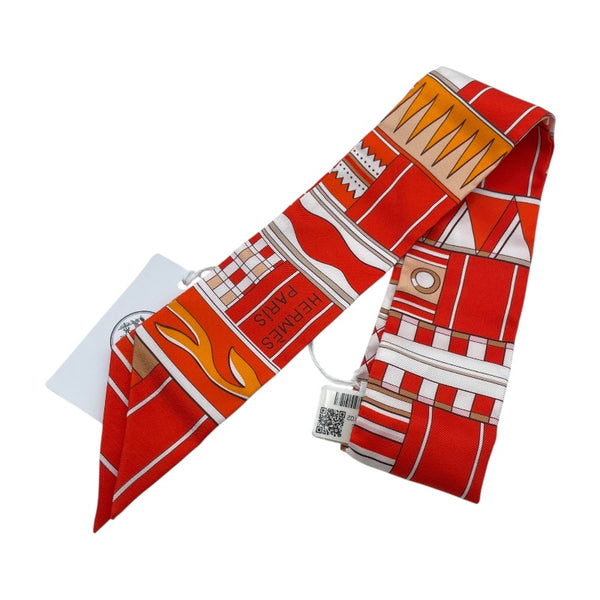 エルメス HERMES ツイリー VOLTES ET PIROUETTES オレンジ シルク100％ レディース スカーフ