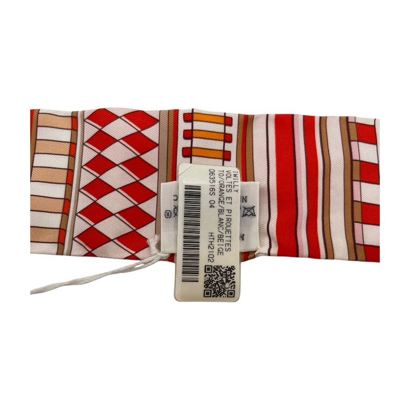 エルメス HERMES ツイリー VOLTES ET PIROUETTES オレンジ シルク100％ レディース スカーフ