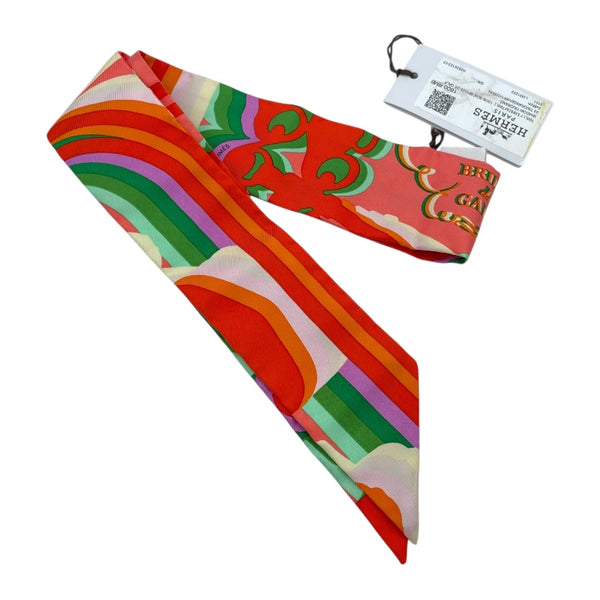 エルメス HERMES ツイリー BRIDES DE GALA SHADOW オレンジ シルク100％ レディース スカーフ