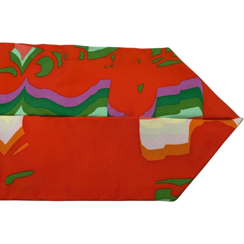 エルメス HERMES ツイリー BRIDES DE GALA SHADOW オレンジ シルク レディース スカーフ