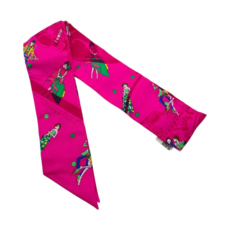 エルメス HERMES ツイリー EX-LIBRIS LES PARISIENNES ローズピンク シルク100％ レディース スカーフ