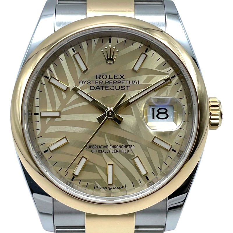 ロレックス ROLEX デイトジャスト36 パームモチーフ 126203 ゴールド/パームモチーフ K18/SS 自動巻き メンズ 腕時計
