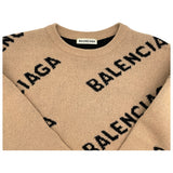 バレンシアガ BALENCIAGA オールオーバーロゴニットセーター 620983 ベージュ ウール メンズ セーター
