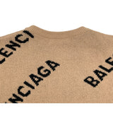 バレンシアガ BALENCIAGA オールオーバーロゴニットセーター 620983 ベージュ ウール メンズ セーター