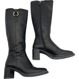 サルヴァトーレ・フェラガモ Salvatore Ferragamo ガンチーニ装飾ロングブーツ ブラック レザー レディース ブーツ