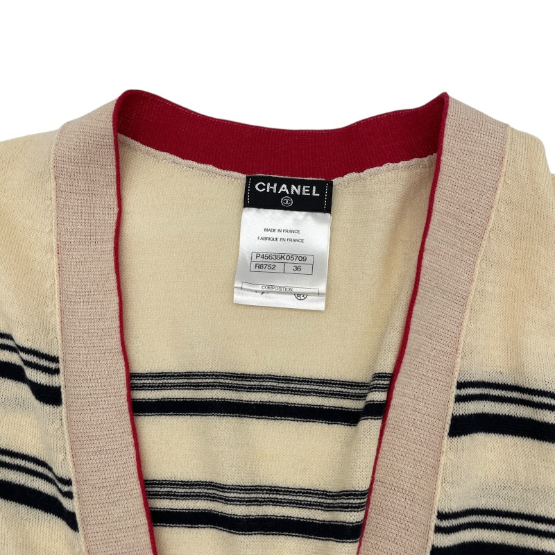 シャネル CHANEL ココマークボタンボーダーロングカーディガン P45635 マルチカラー ウール レディース カーディガン シャネル CHANEL ココマークボタンボーダーロングカーディガン P45635