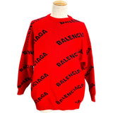 バレンシアガ BALENCIAGA オールオーバーロゴニットセーター 542601 レッド ウール メンズ セーター