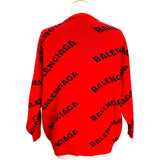 バレンシアガ BALENCIAGA オールオーバーロゴニットセーター 542601 レッド ウール メンズ セーター