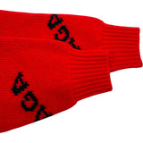 バレンシアガ BALENCIAGA オールオーバーロゴニットセーター 542601 レッド ウール メンズ セーター