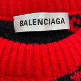 バレンシアガ BALENCIAGA オールオーバーロゴニットセーター 542601 レッド ウール メンズ セーター