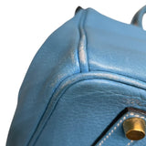 エルメス HERMES バーキン35 □B刻 ブルージーン　ゴールド金具 フィヨルド レディース ハンドバッグ