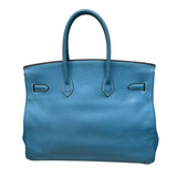 エルメス HERMES バーキン35 □B刻 ブルージーン　ゴールド金具 フィヨルド レディース ハンドバッグ