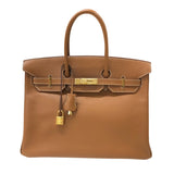 エルメス HERMES バーキン35 □K刻 ゴールド ゴールド金具 レディース ハンドバッグ