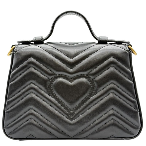 グッチ GUCCI GGマーモント ミニトップハンドルバッグ 547260 ブラック ゴールド金具 レザー レディース ハンドバッグ