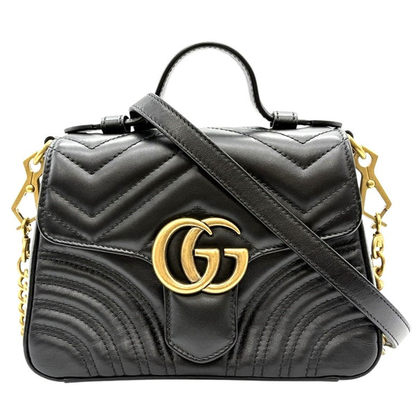 グッチ GUCCI GGマーモント ミニトップハンドルバッグ 547260 ブラック ゴールド金具 レザー レディース ハンドバッグ