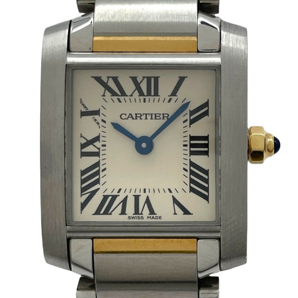 カルティエ Cartier タンク フランセーズSM W51007Q4 ホワイト YG/SS クオーツ レディース 腕時計