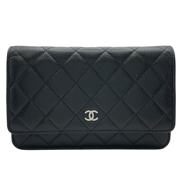 シャネル CHANEL マトラッセチェーンウォレット AP0250 ブラック SV金具 キャビアスキン レディース ウォレットチェーン