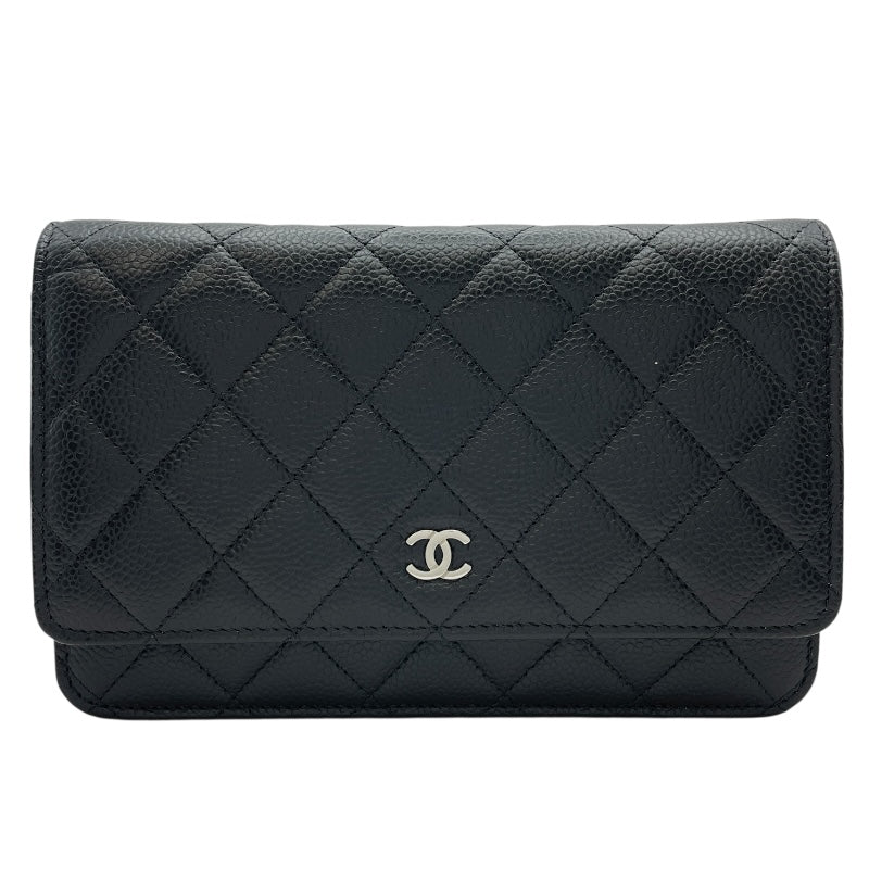 シャネル CHANEL マトラッセチェーンウォレット AP0250 ブラック SV金具 キャビアスキン レディース ウォレットチェーン