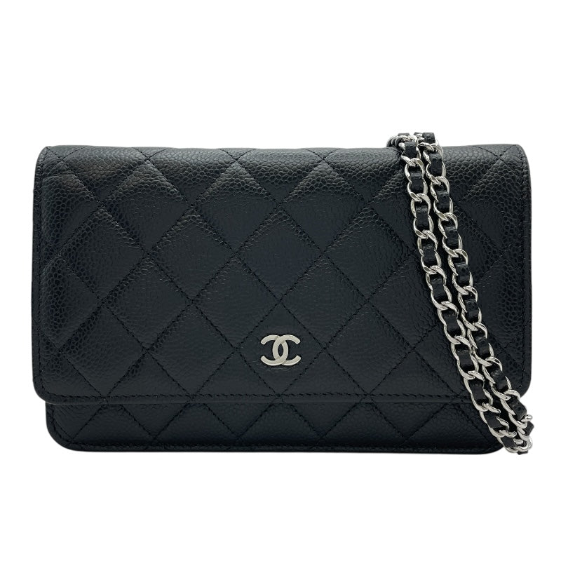 シャネル CHANEL マトラッセチェーンウォレット AP0250 ブラック SV金具 キャビアスキン レディース ウォレットチェーン
