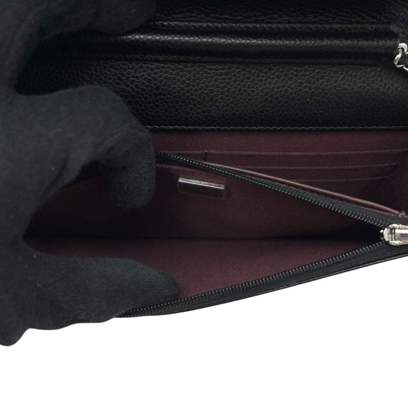 シャネル CHANEL マトラッセチェーンウォレット AP0250 ブラック SV金具 キャビアスキン レディース ウォレットチェーン