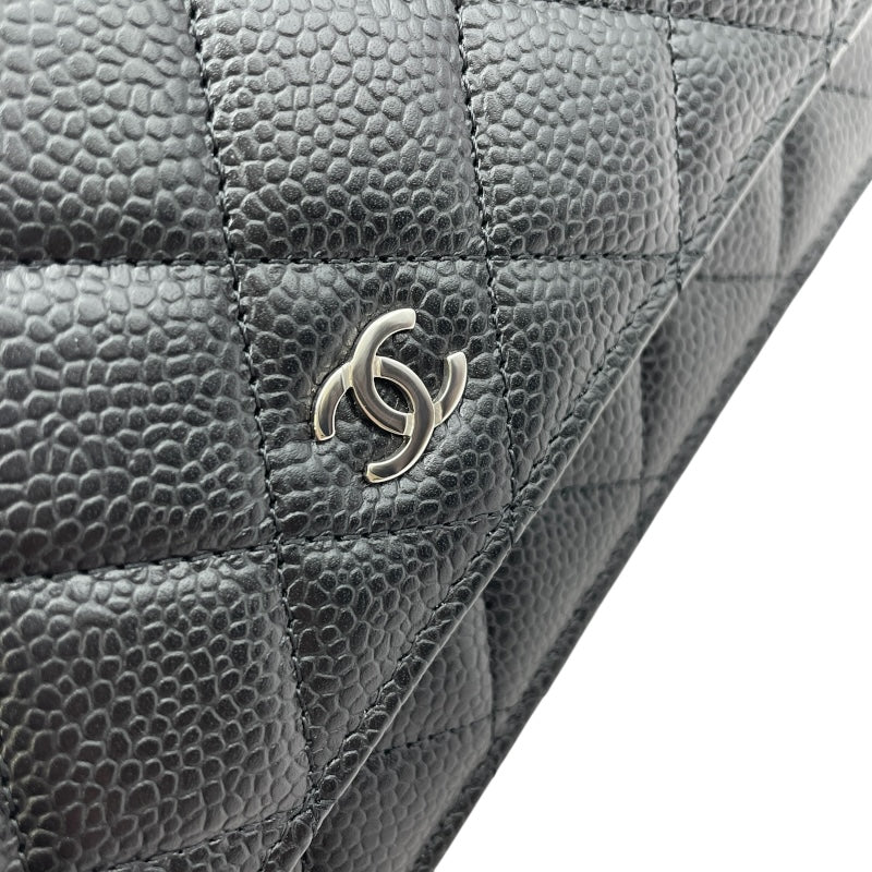 シャネル CHANEL マトラッセチェーンウォレット AP0250 ブラック SV金具 キャビアスキン レディース ウォレットチェーン