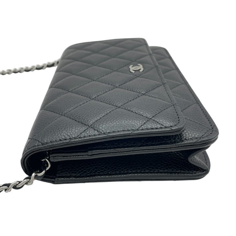 シャネル CHANEL マトラッセチェーンウォレット AP0250 ブラック SV金具 キャビアスキン レディース ウォレットチェーン