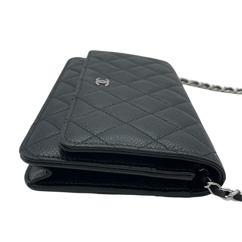 シャネル CHANEL マトラッセチェーンウォレット AP0250 ブラック SV金具 キャビアスキン レディース ウォレットチェーン