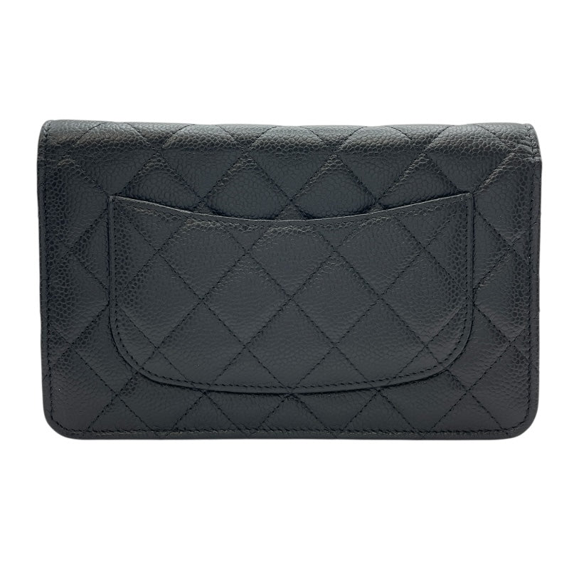 シャネル CHANEL マトラッセチェーンウォレット AP0250 ブラック SV金具 キャビアスキン レディース ウォレットチェーン