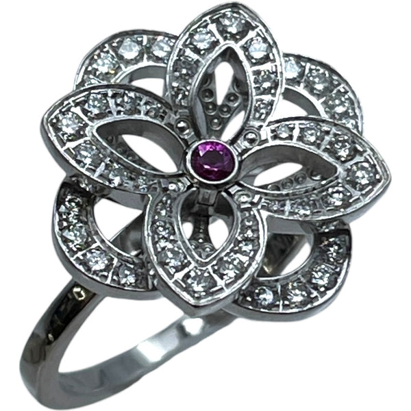 ルイ・ヴィトン LOUIS VUITTON クラッカントオープンフラワーダイヤリング ホワイトゴールド 750/ピンクサファイア/ダイヤモンド ジュエリー