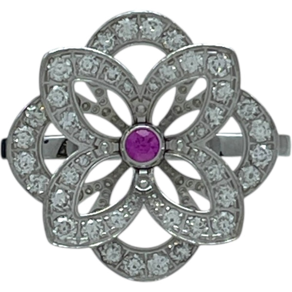 ルイ・ヴィトン LOUIS VUITTON クラッカントオープンフラワーダイヤリング ホワイトゴールド 750/ピンクサファイア/ダイヤモンド ジュエリー