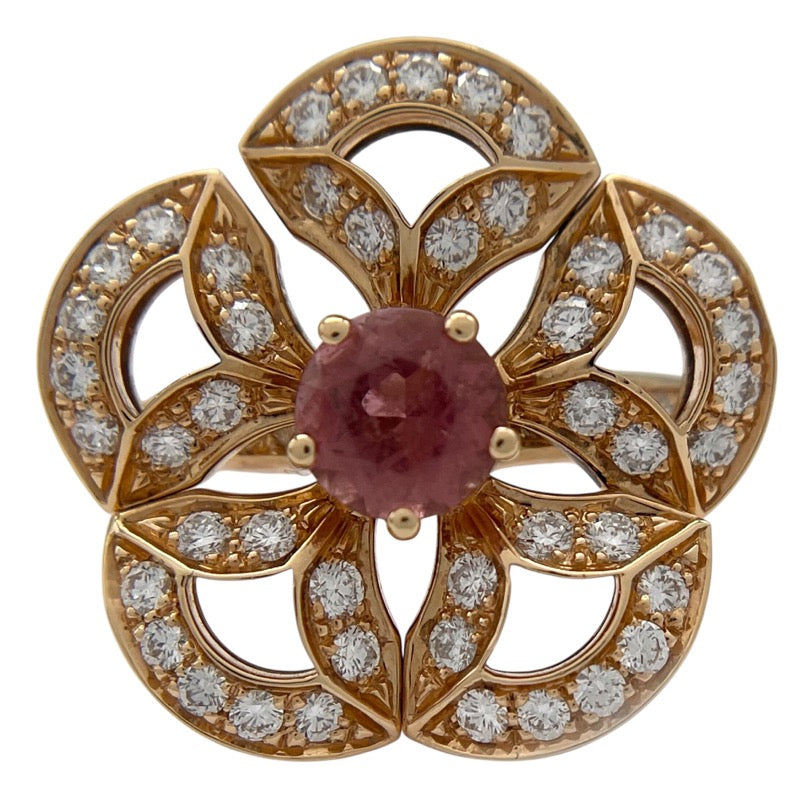 ブルガリ BVLGARI ディーヴァードリームリング 11.5号 K18PG ダイヤモンド トルマリン ジュエリー