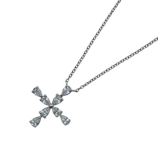 ハリーウィンストン HARRY WINSTON ペアシェイプミニクロスネックレス