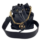 ヴェルサーチ VERSACE ナイロン ドローストリングス ショルダーバッグ ブラック× ナイロン レディース ショルダーバッグ
