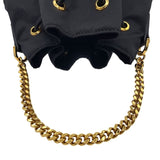 ヴェルサーチ VERSACE ナイロン ドローストリングス ショルダーバッグ ブラック× ナイロン レディース ショルダーバッグ