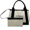 バレンシアガ BALENCIAGA ネイビーカバスS 339933 ホワイト・ブラック キャンバス・レザー レディース ハンドバッグ