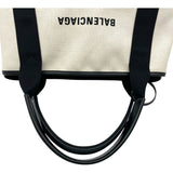 バレンシアガ BALENCIAGA ネイビーカバスS 339933 ホワイト・ブラック キャンバス・レザー レディース ハンドバッグ