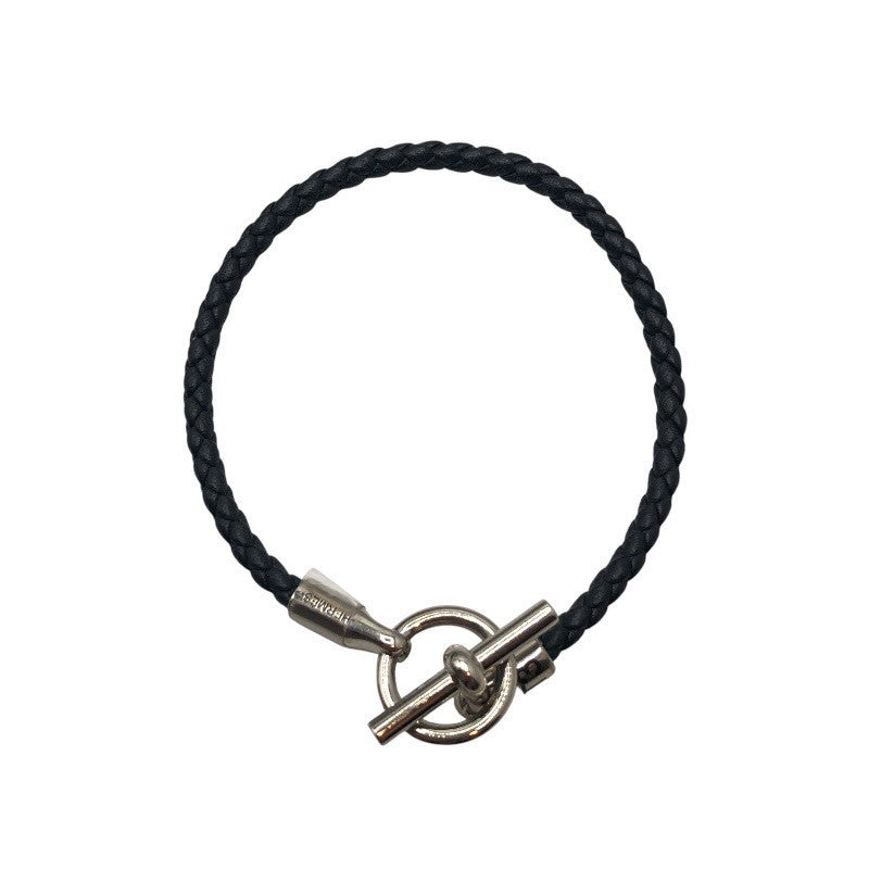 HERMES ブラックレザーブレスレット グレナン エルメス HERMES グレナンH ブレスレット T3 ブラック×SV金具 レザー