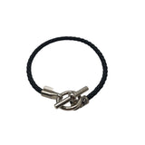 エルメス HERMES グレナンH ブレスレット T3 ブラック×SV金具 レザー ジュエリー